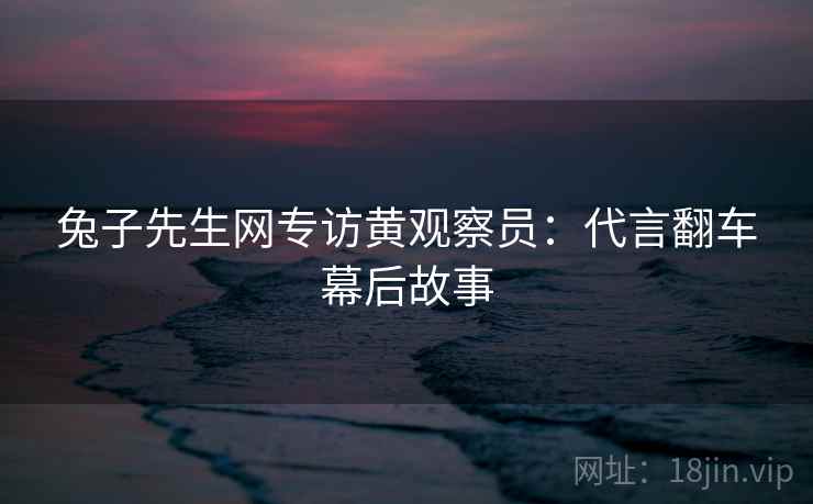 兔子先生网专访黄观察员：代言翻车幕后故事
